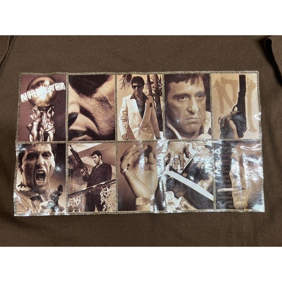 VTG Scarface Clothing Company Single Stitch T Shirt Tony Montana 3XL Brown Gold - Picture 3 of 7